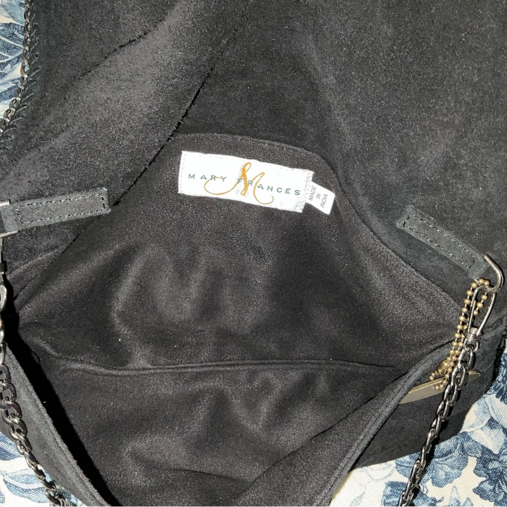 NEW RETIRED MARY FRANCES FRACTURED N347 CLUTCH BLACK SUEDE STONES - Picture 4 of 4